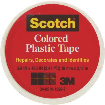  Scotch Plastic Tape 3/4 Inchx125 Inch White 1 Roll 190WT