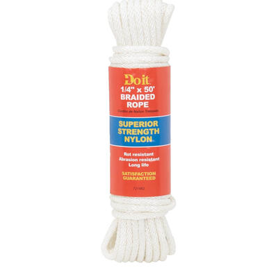  Do It Best  Braided Nylon Packaged Rope 1/4 Inchx50 Foot White 1 Each 721482