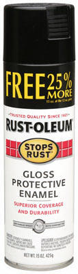 Rust-Oleum Stops Rust Gloss Enamel Spray Paint 15oz Black 1 Each 258632 254146
