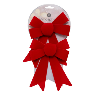 VELVET BOWS 2PCS 17CM RED