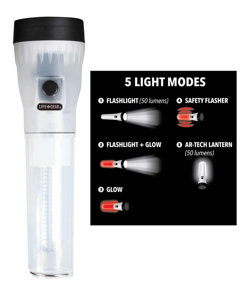  Life Gear Flashlight Lantern 2 in 1 LED 1 Each LG02-10160-WHI