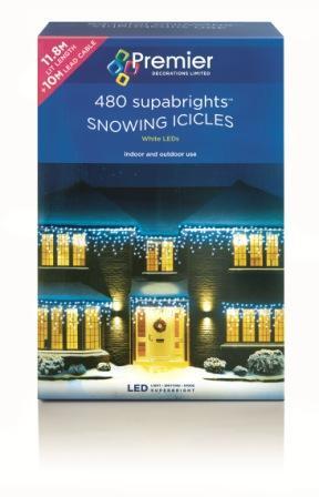 Premier Christmas Snowing Icicles Lights Led 480 White 1 Each
