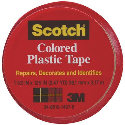  Scotch Plastic Tape 1-1/2 Inchx125 Inch  Red 1 Roll 191RD