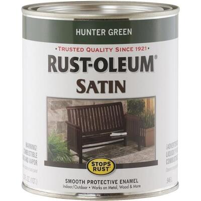 Rust-Oleum Stops Rust Satin Enamel Paint Hunter Green 1 Quart 7732502: $52.02