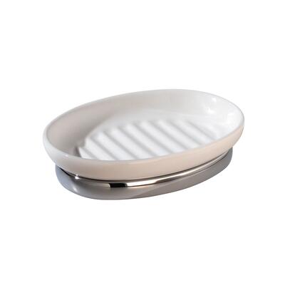 Interdesign York  Soap Dish  White And Chrome  1 Each 68861