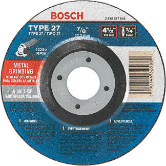 Bosch Metal Grinding Wheel  4-1/2x1/4x7/8 Inch  1 Each GW27M450 2610917844: $6.15