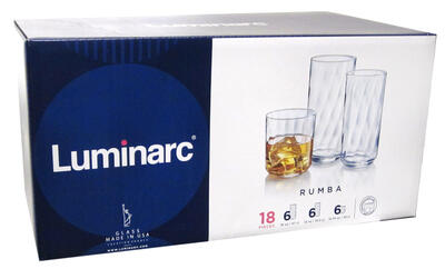  Luminarc Rumba Drinkware 18 Piece 1 Set N3445: $60.48