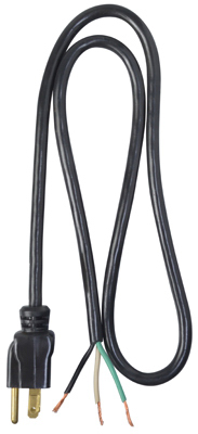 Power Supply Replacement Cord, 16/3 SJTW, Black, 3-Ft