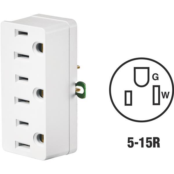  Leviton 3 Outlet Tap  15A White 1 Each 002-00698-00W