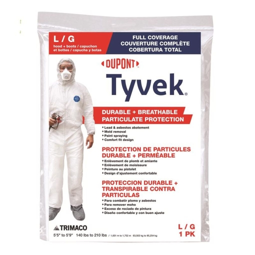 TYVEK COVERALLS LG HOODED M/D