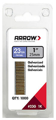  Arrow Galvanize Pin Nail 23 Gauge  1 Inch  1000 Pack  23G25-1K