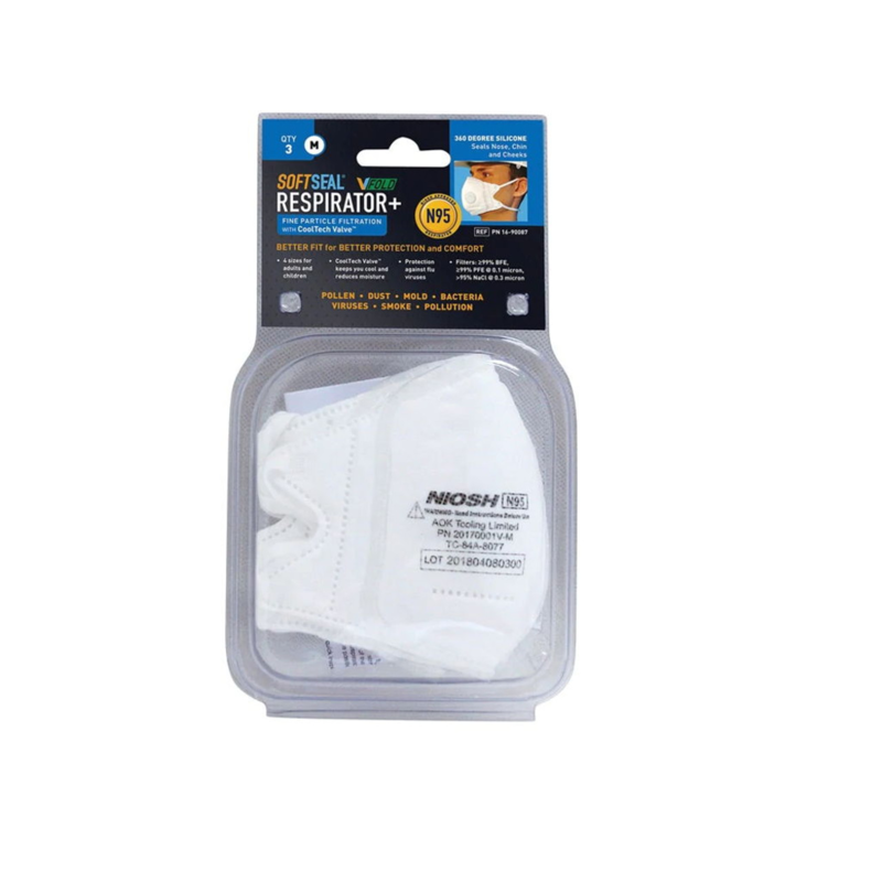  Softseal  N95 Valved Mask  Medium  3 Pack  16-90087