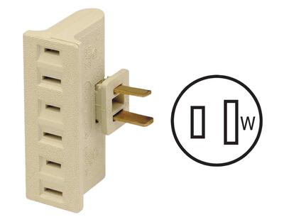  Leviton 3 Outlet Swivel Tap 15A Ivory 1 Each 001-691