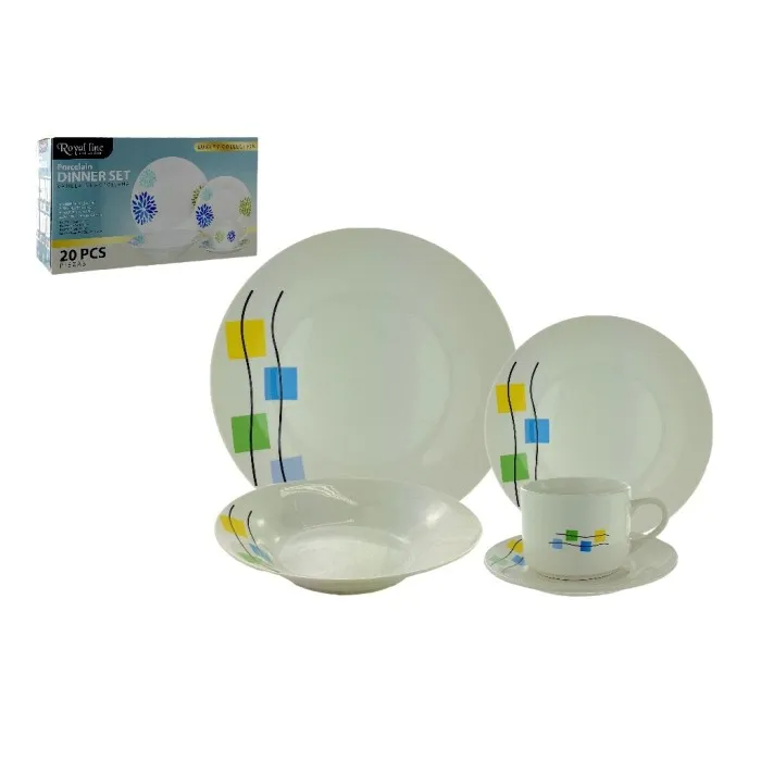 DINNER SET 20PC WHT/MULTI