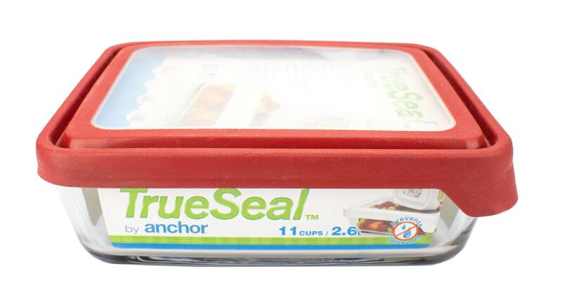 Anchor TrueSeal Storage Bowl Rectangular W/Lid 11 Cup Cherry 4Pc 91850
