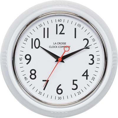 SCHOOLHOUSE WALL CLOCK WHT