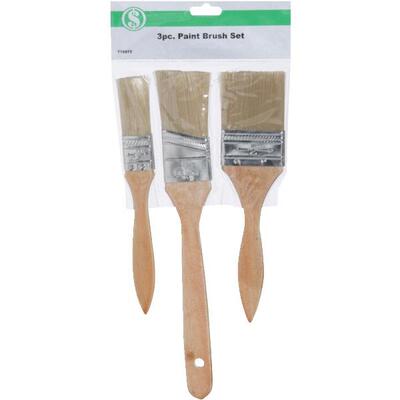  Smart Savers  Flat Polyester Assorted Paint Brush Set 3 Pack  1 Each CC101058