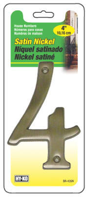  Hy-Ko House Number 4 4 Inch Satin Nickel 1 Each BR-43SN/4