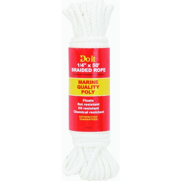  Do It Best Braided Polypropylene Rope 1/4 Inchx50 Foot  White  1 Each 737216