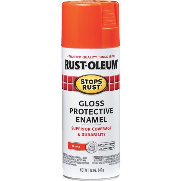 Rust-Oleum Stops Rust Gloss Anti-Rust Spray Paint 12oz Orange 1 Each 214084