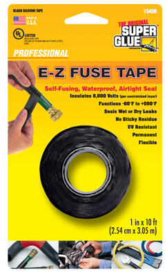  Super Glue  E Z Fuse Tape  1x10 Inch  Black  1 Each 15408-12