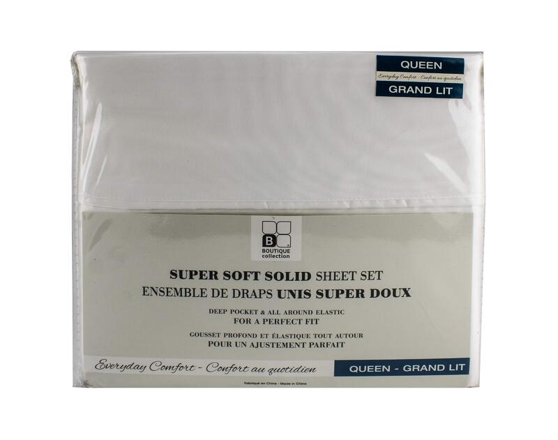 Safdie & Co Bed Sheet 4 Piece Queen White 1 Set 38346.4Q.01