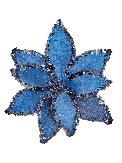 POINSETTIA CLIP ON BLUE BEADED