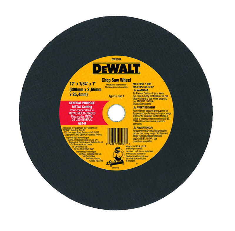  DeWalt Cutting Wheel  1/2x7/64x1 Inch  1 Each DW8004