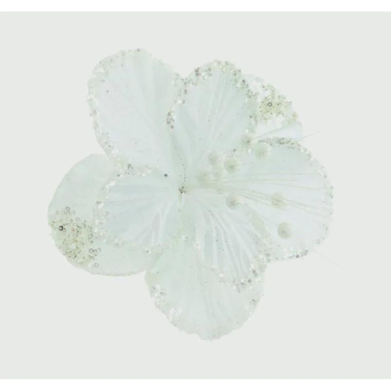 HIBISCUS FLOWER 20CM WHT