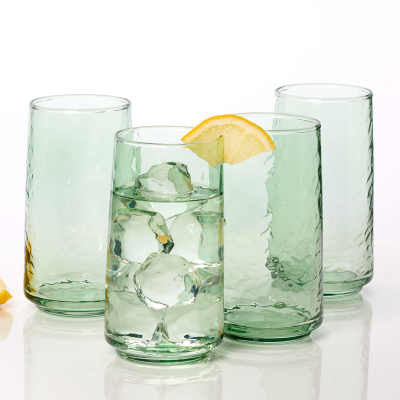TEA GLASS SET 8PC 18OZ GRN
