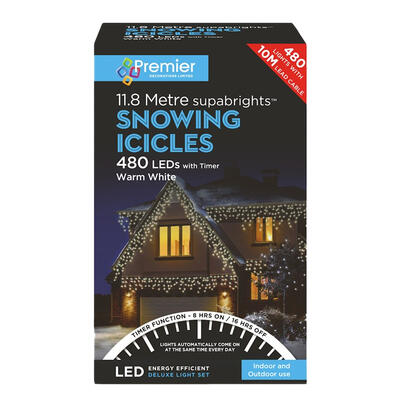  Premier  Snowing Icicles 480 LED 11.8 Metres Warm White  1 Box  LV162184WW
