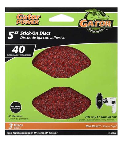  Gator Stick On Disc 40 Grit  5 Inch  3 Pack  3003