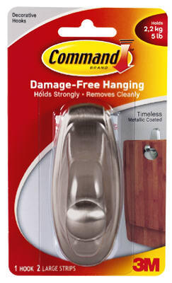 3M Command  Timeless Hook Brushed Nickel  1 Each 17051BN 17063BN