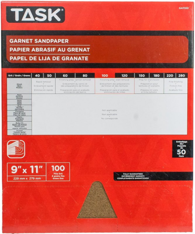  Garnet Paper 100 Grit  9x11 Inch  1 Each GA11100 GR100C