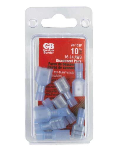 Gb Disconnect Pair Male Female Fully Insulated Blue 10 Pack 20-153P