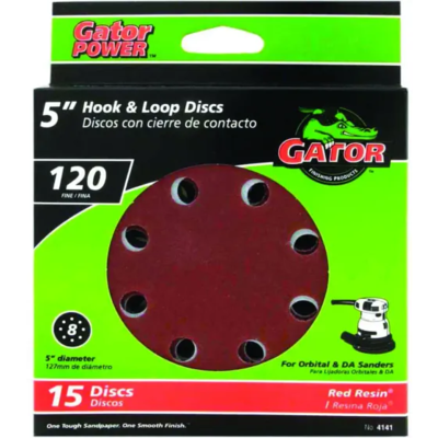  Gator Sanding Disc 8 Hole 120 Grit  5 Inch  15 Pack  4141