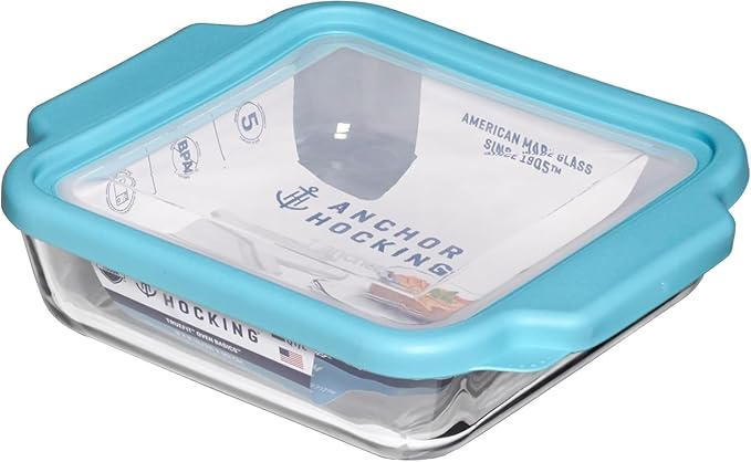 BAKING DISH 8IN SQ W/BLU LID