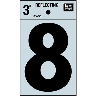  Hy-Ko Reflective Number 8 3 Inch  1 Each RV-50-8