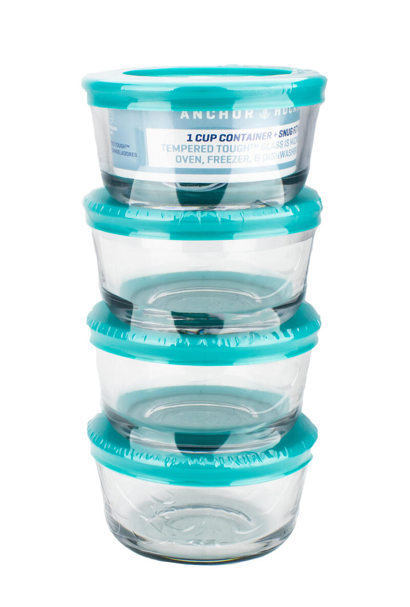 Anchor Glass Round Food Storage Containers 8 Piece Teal 1 Set 11663AHG17