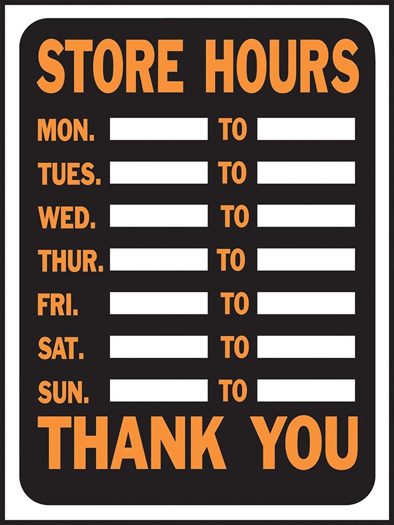  Hy-Ko Store Hours Sign 9x12 Inch  1 Each 3030