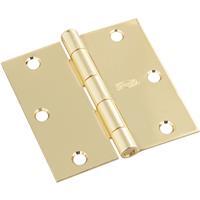  National Square Hinge  3-1/2 Inch  Polished Brass 3 Pack N830320