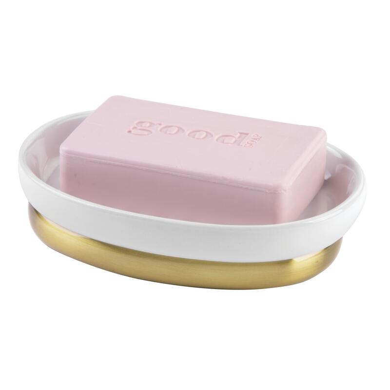iDesign York Soap Dish White Brass 1 Each 68868 M&C Home Depot
