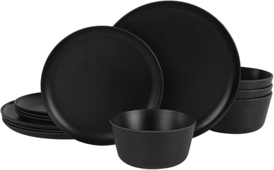 DINNERWARE SET MTE BLK 12PC