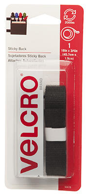  Velcro  Sticky Back Tape 18x3/4 Inch  Black 1 Roll 90078
