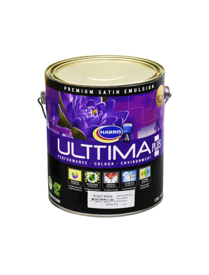 Harris Paints Ulttima Plus Satin Emulsion White 1 Gallon 12/0432-008-960