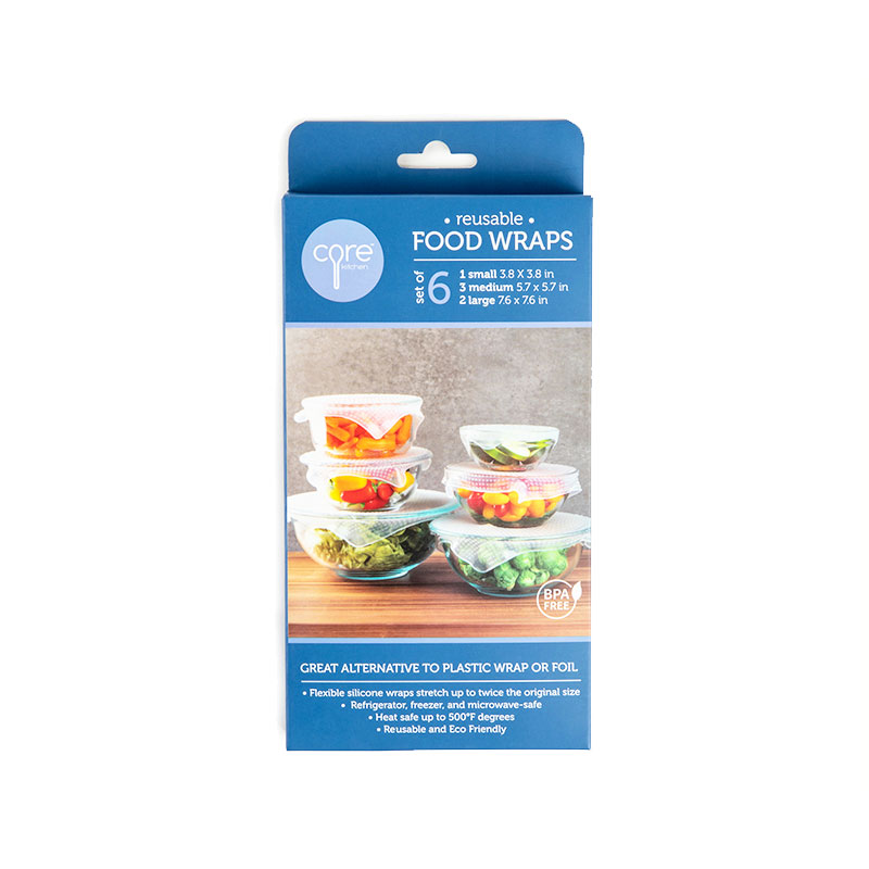 REUSABLE FOOD WRAP 6PCS CLR