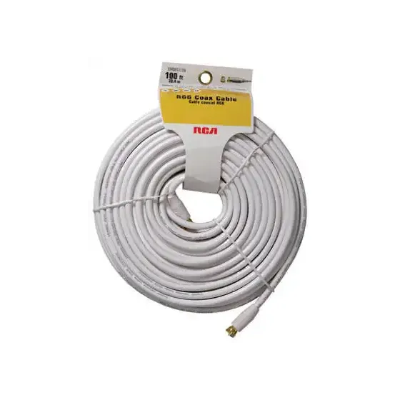 Audiovox Cable Coaxial With F Connector RG6 100 Foot White 1 Each VHW111N