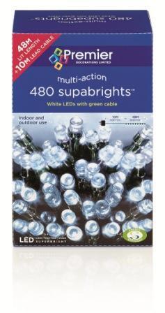 Premier Christmas Supabrights Lights Led 481 White And Green 1 Each