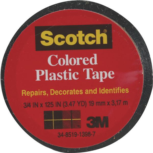  Scotch Plastic Tape 3/4 Inchx125 Inch Black 1 Roll 190BK