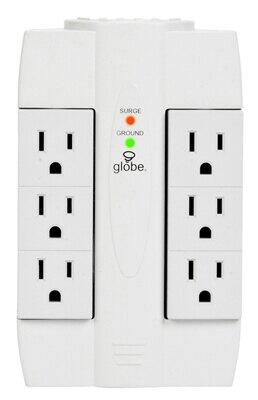 Globe Electric Swivel Surge Tap 6 Outlet White 1 Each 77864